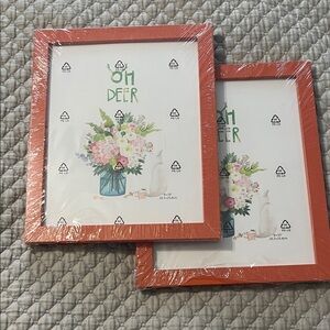 Set of Two Orange Picture Frames